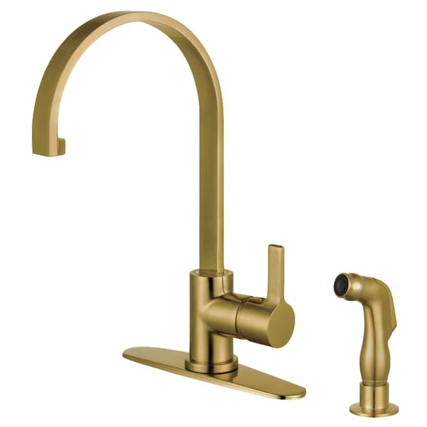 Gourmetier LS8713CTLSP Single-Handle Kitchen Faucet with Side Sprayer, Brushed Brass LS8713CTLSP - main